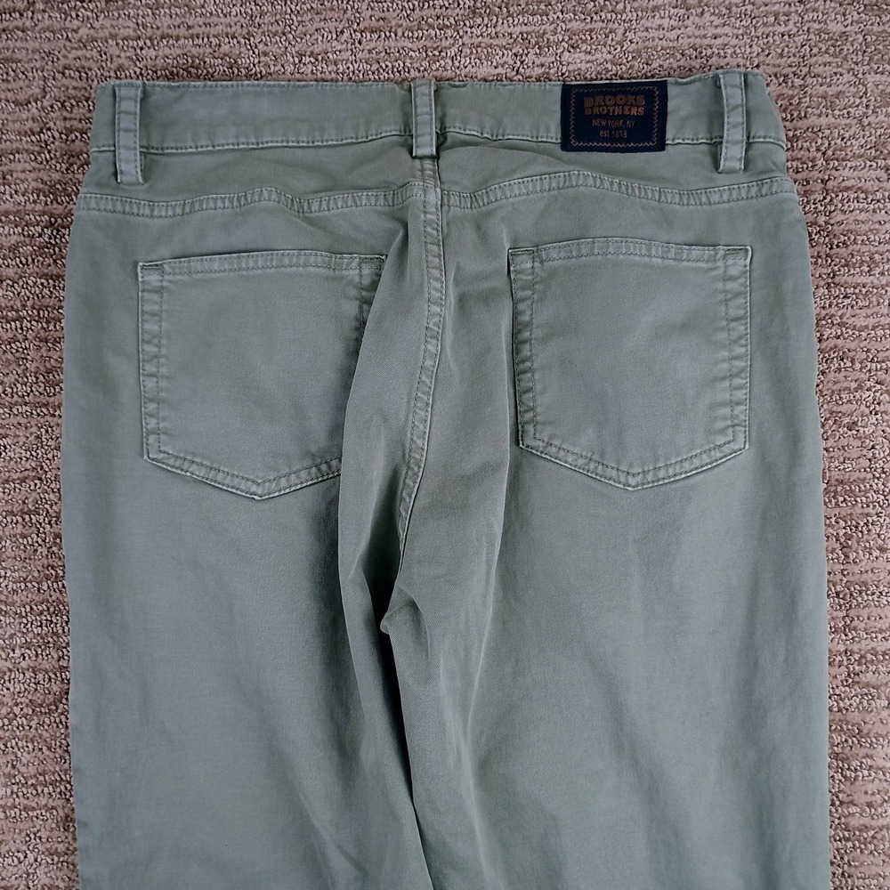 Brooks Brothers Slim Fit Pants Mens 31x30 Sage Green Chino Preppy Aesthetic - Picture 7 of 9